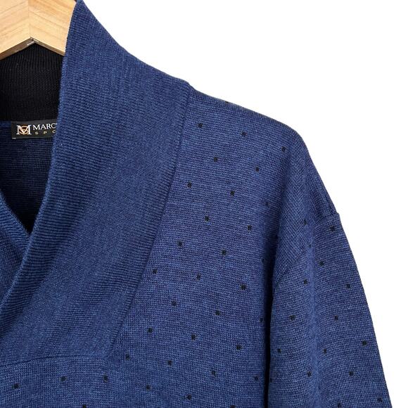 Marcello Sport Merino Wool Blue Shawl Collar Sweater Sz L - Picture 3 of 6